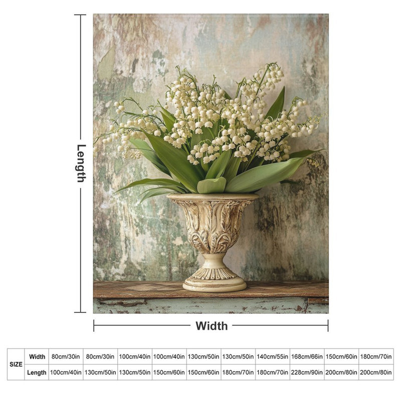 Jeté de luxe en flanelle Lilyofthevalleybouquetinornateurn, 50x60in