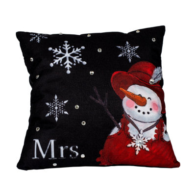 Mrs. Snowman Snowflake Throw Pillow