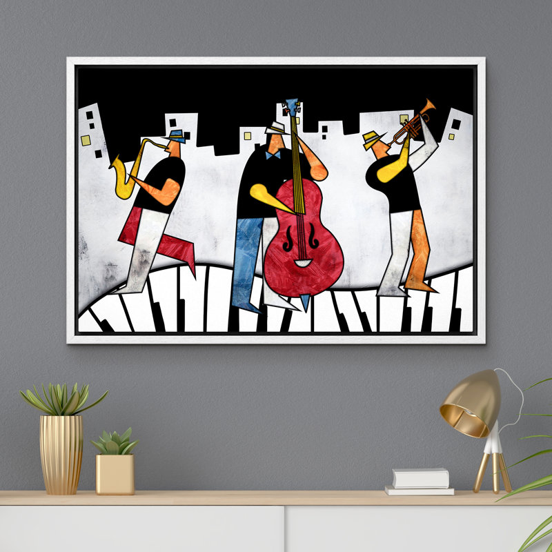 "Abstrait Portraits, pianistes en concert, amateurs de musique, art moderne" sur, Blanc, H 24 po x l 36 po