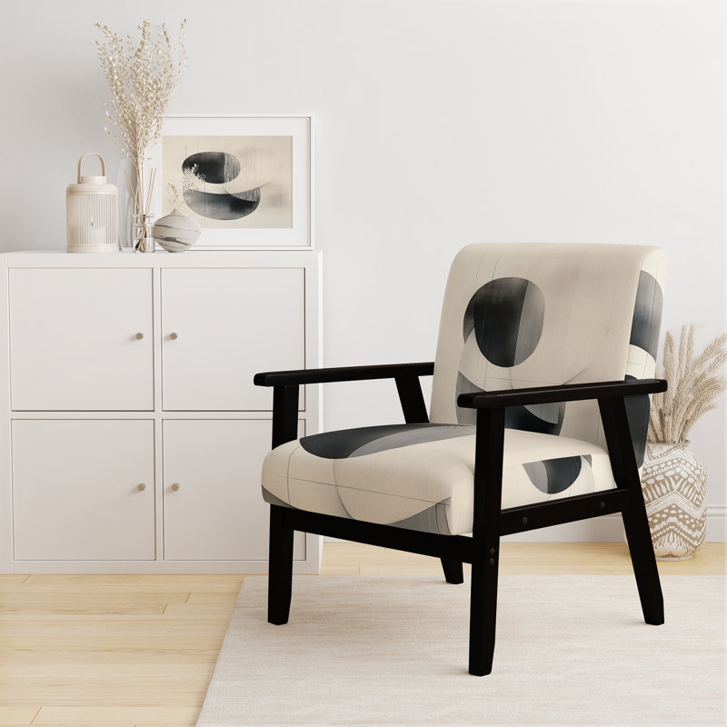 Chaise d'appoint à formes abstraites - géométrie noire et blanche, Black Square Arms