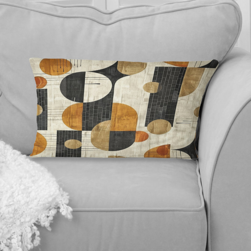 Coussin lombaire orange Mid-Century géométrique III - Orange