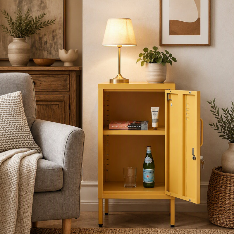 Une armoire de rangement en métal multifonctionnelle d'une hauteur de 27,17 pouces, Yellow