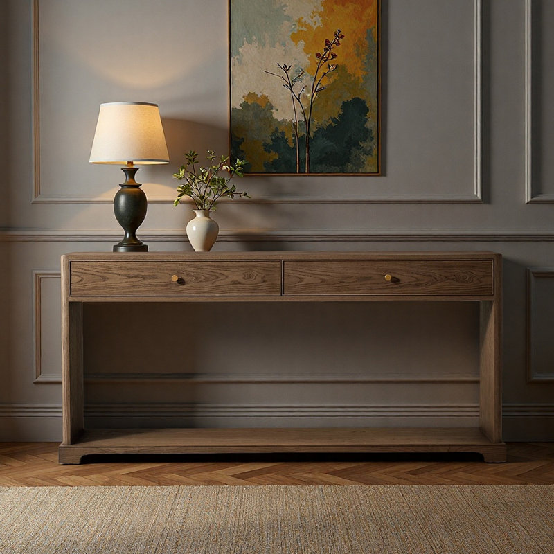 Console rétro style français, Marron foncé, H 33,9 po x l 72 po x P 14 po