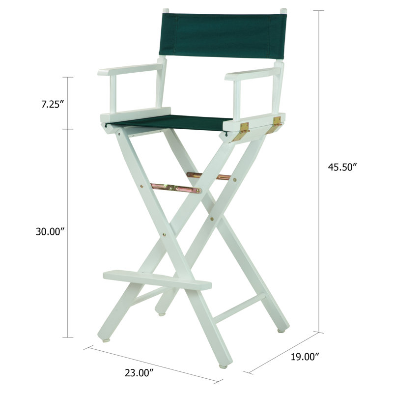 30" Folding Director Chair with Canvas, Hunter Green, White