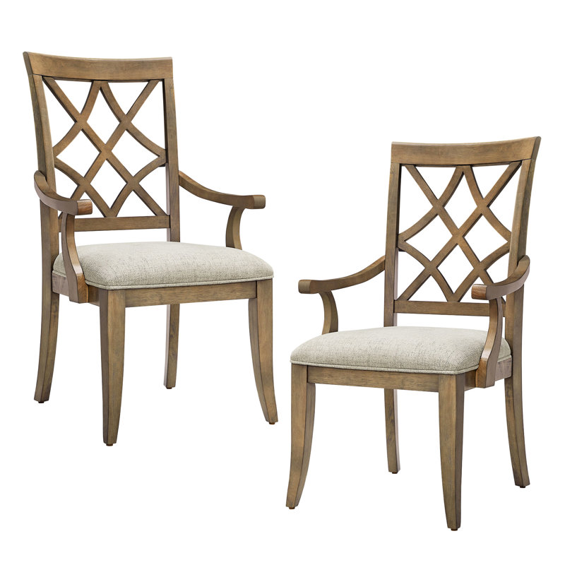 2 chaises avec accoudoirs pour la salle à manger, look Mid-Century, revêtement confortable, chêne blanc, salle à manger en bois d'hévéa massif rétro de 2, revêtement en tissu, salon, restaurant