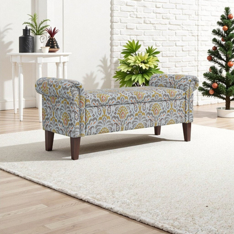 Banc de rangement avec repose-pieds Conrad, Brun