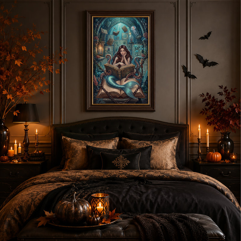 Art mural sur toile, "Mermaid Octopus", H 18 po x l 12 po