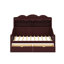Lit de jour avec tiroirs de rangement et tablettes de tête de lit, lit de jour en bois de style rétro-75024609