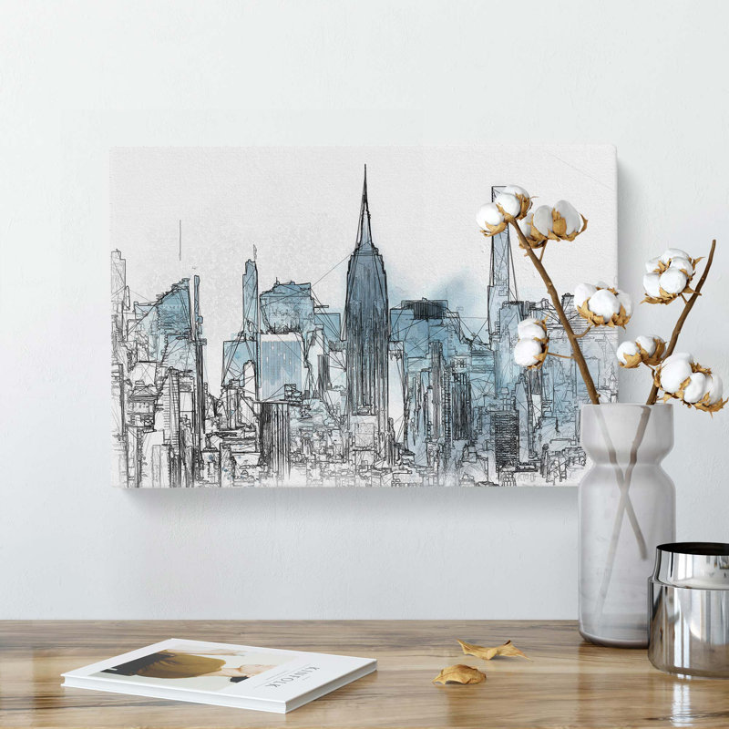 Manhattan New York Skyline In Abstract - Wrapped Canvas Print, 40cm H x 60cm W x 3cm D