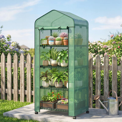 Outsunny 4 Tiers Mini Portable Greenhouse Compact 165H x 69L x 50W cm Green