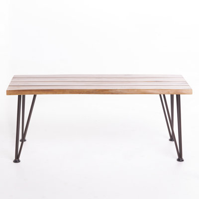Rustic Industrial Coffee Table, Wood & Iron, 18" Depth X 43" Width Height, Table With Metal Legs, 18"D 43"W 18"H, Finish