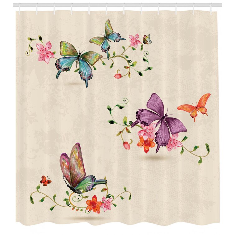 Butterfly Shower Curtain Set + Hooks East Urban Home Size: 84 H x 69 W
