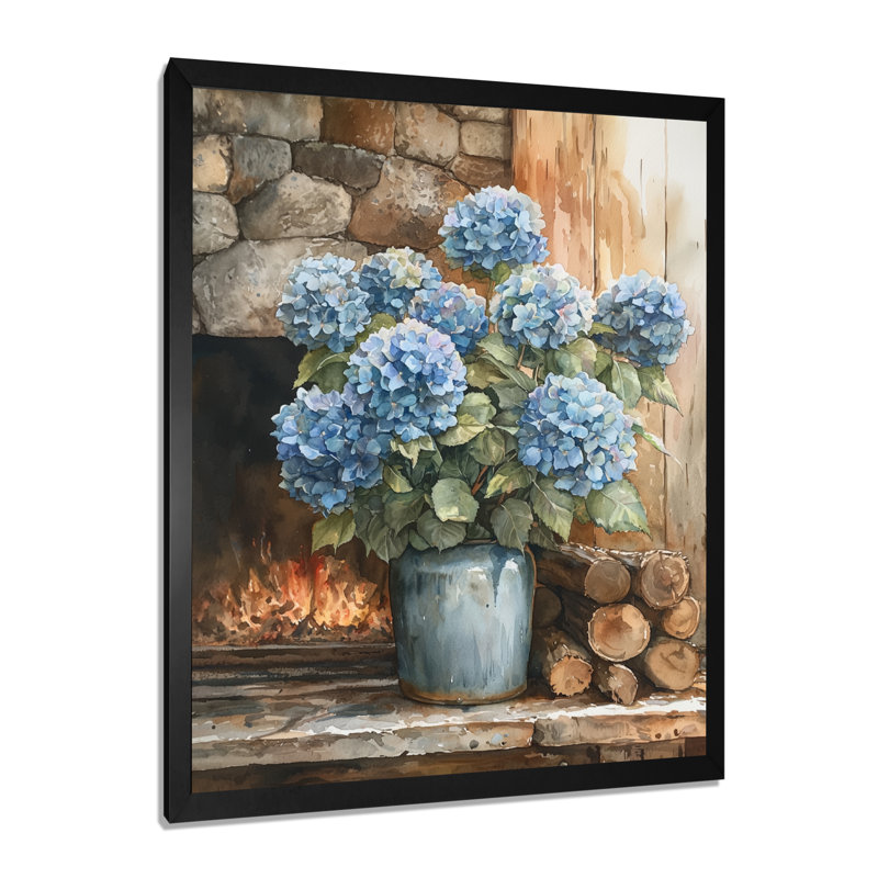 Gerone - art mural floral, H 32 po x l 24 po, Noir, noir, noir, noir, Reproduction encadrée d'une seule photo