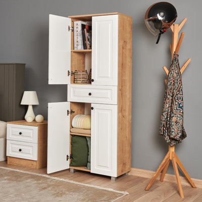 Stodola 4 Door Solid + Manufactured Wood Wardrobe
