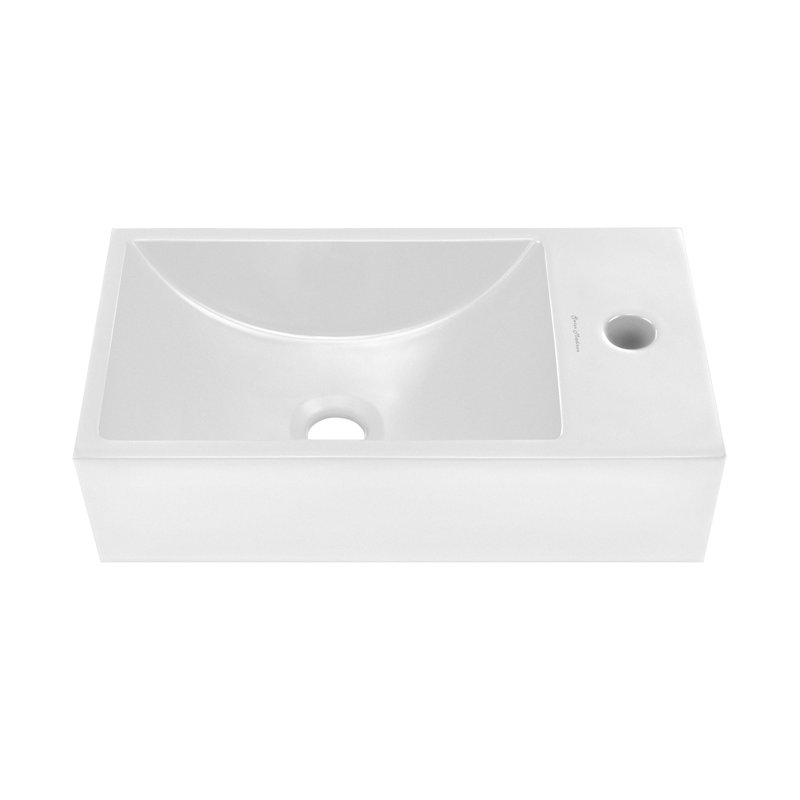 Lisse 16" Concrete Rectangle Wall-Mounted Sink With Right Side Faucet Mount , Matte White