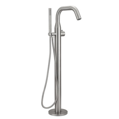 Robinet de baignoire à fixation au plancher à poignée simple avec douche à main