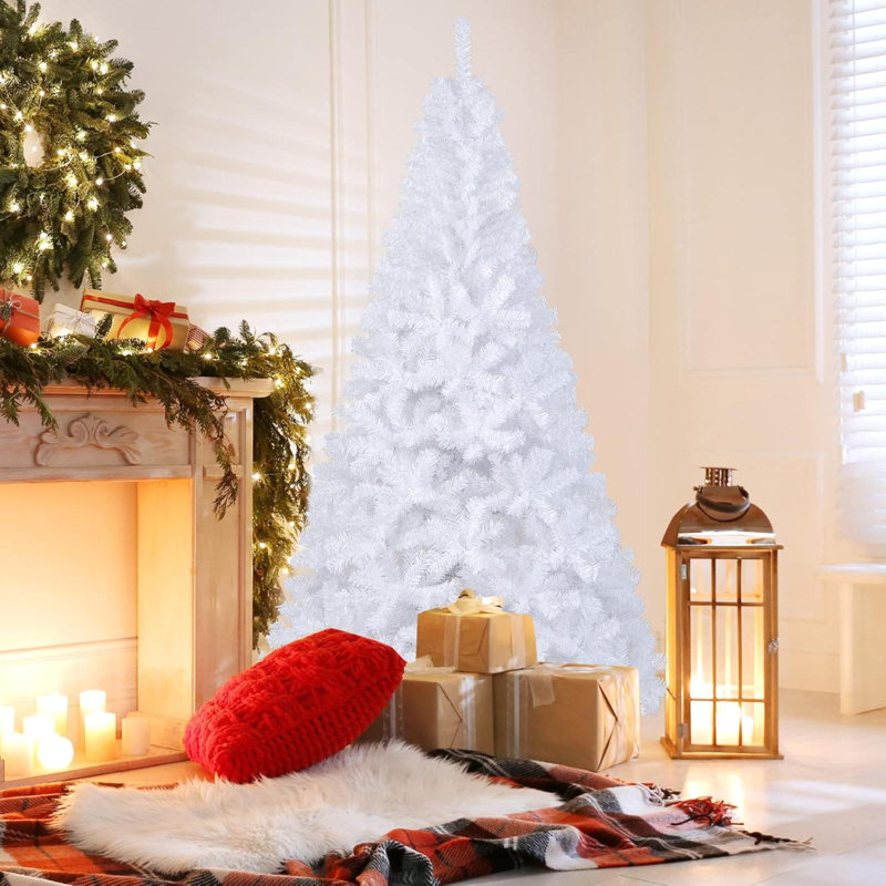 7 pi-PVC-Artificiel-Arbre de Noël-W-Stand-Fêtes-Saison-Intérieur-Extérieur-Blanc