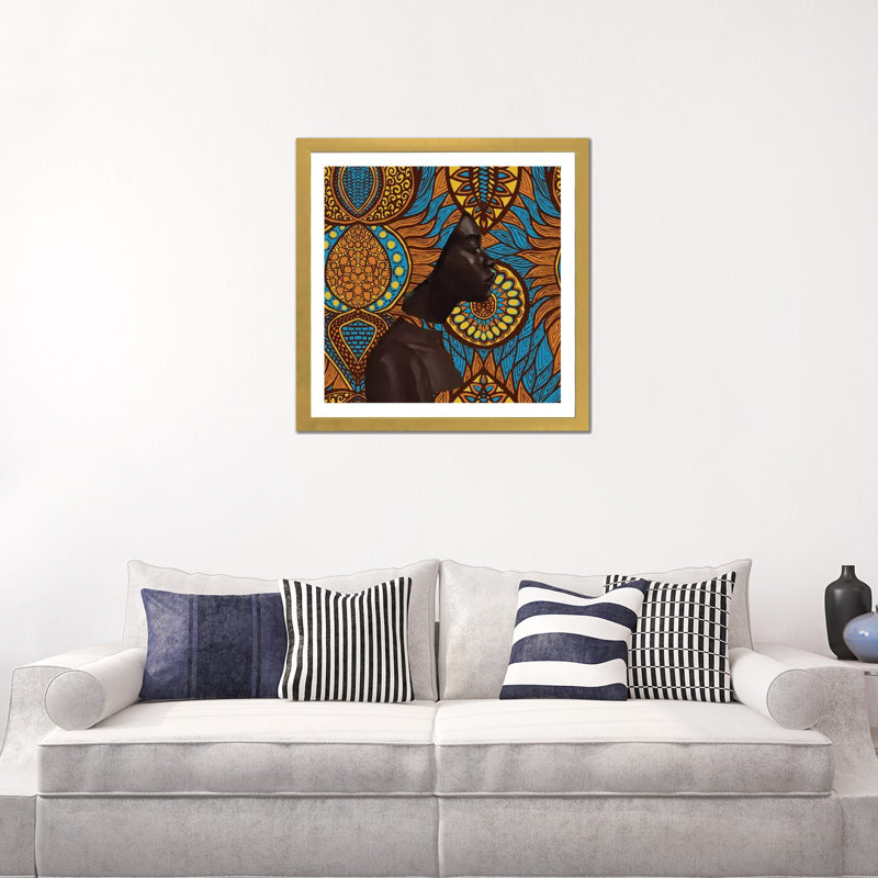Série de cire par Adekunle Adeleke-reproduction d’art, H 24 po x l 24 po x p 1 po, Papier encadré doré, Blanc