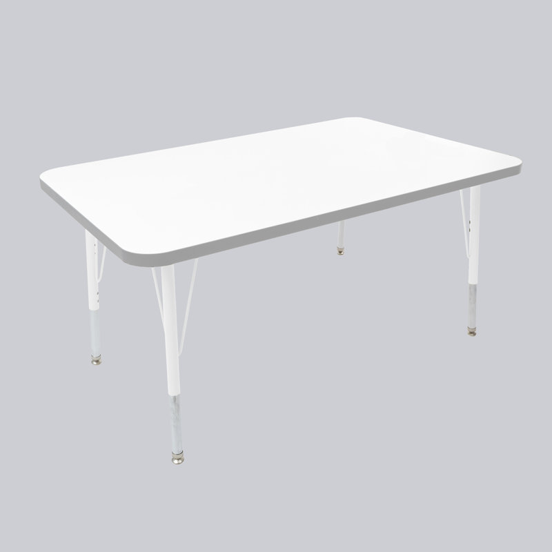 Table rectangulaire d'activités thermofusionnées avec pieds réglables et pivotants standard, H 30 po x l 30 po x P 48 po