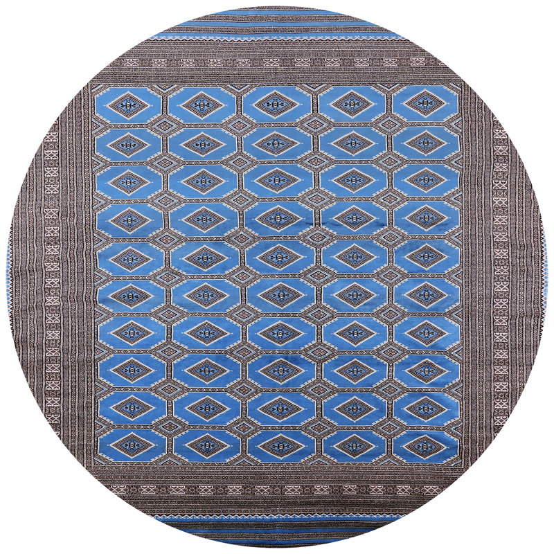 Tapis bleu / gris Caruthersville, Rond 5 pi
