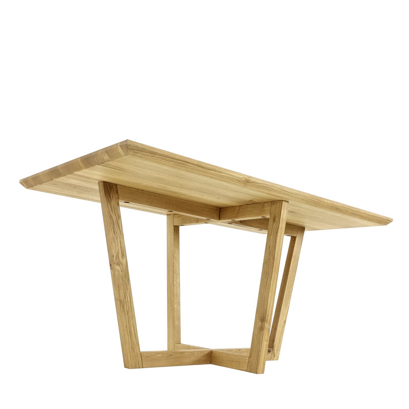 Natonya Oak Solid Wood Base Dining Table, 75 H x 140 L x 90 W cm, Natural Oil