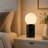 11.5" Modern Natural Black Marble Table Lamp with Milky Glass Globe Shade-1773578284