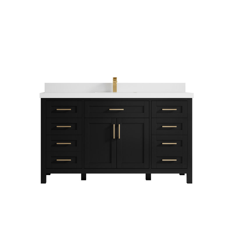 60'' Single Bathroom Vanity with Quartz Top, White