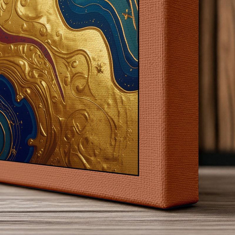 Gilded Flows Abstract - Wrapped Canvas, 18x12 - 45.7 x 30.5 cm, Terracotta Border