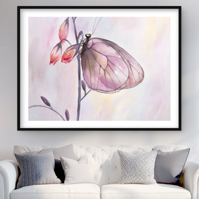 Delicate Butterfly - Romantic Framed Matted Insect Print