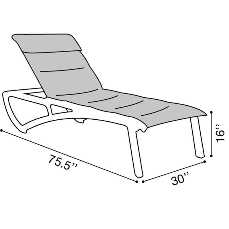 Grosfillex Sunset Comfort Aluminum Chaise Lounge, Blue/Black