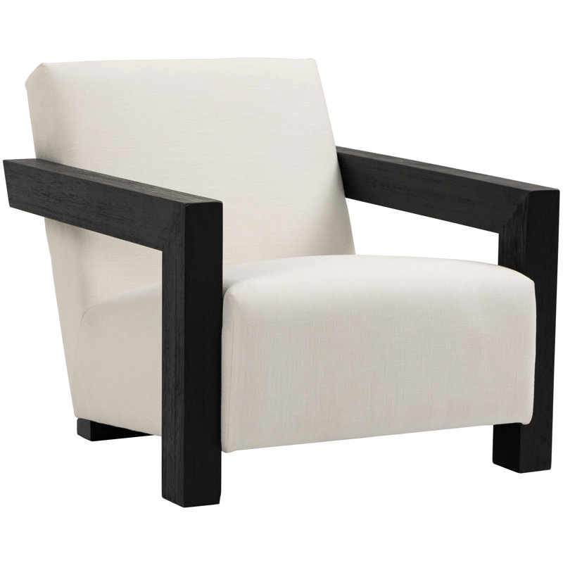 Ward 29.5" W Linen Textured Fabric Accent Chair, Black