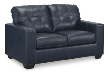 Santorine Ocean Tufted Faux Leather Loveseat with Removable Cushions