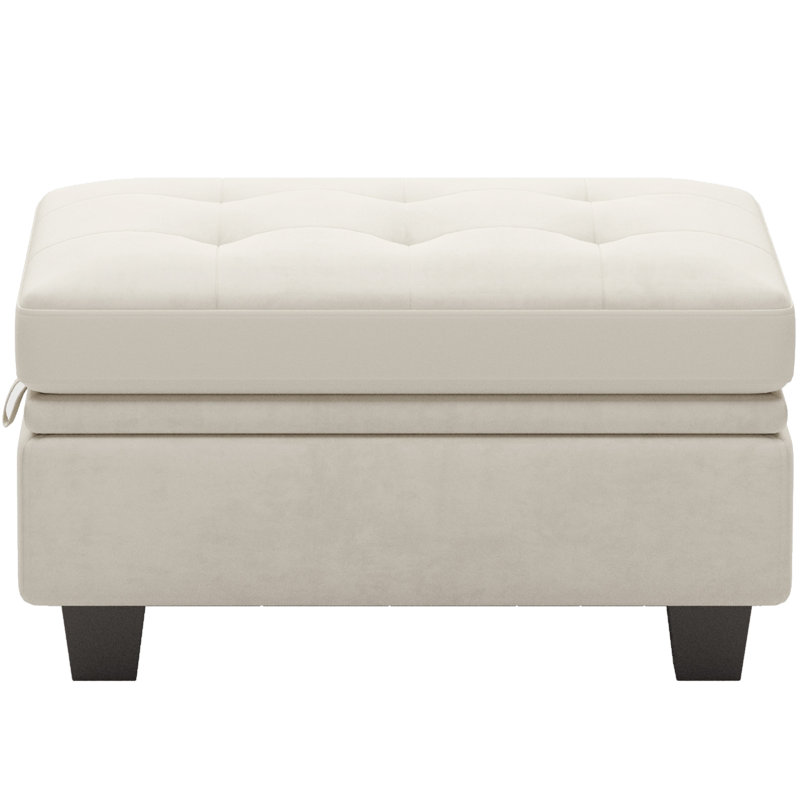 Shavera Upholstered Multifunctional Removeable Storage Ottoman, Beige