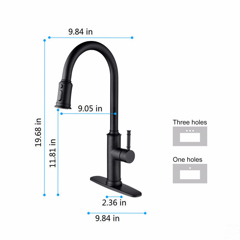 Kitchen Faucet With Pull Out Spraye, Matte Black