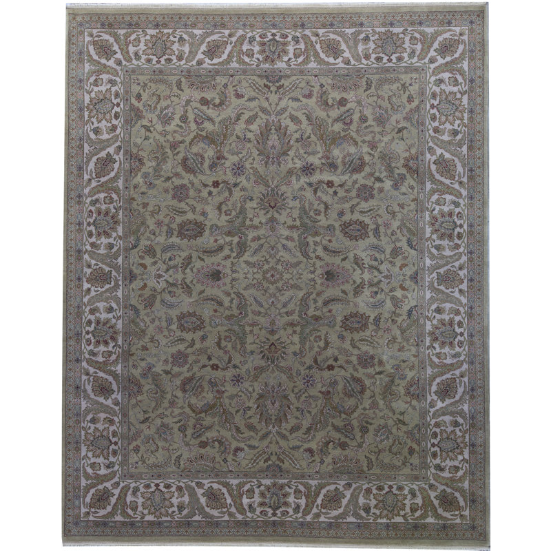 Tapis doré et ivoire de haute qualité noué à la main