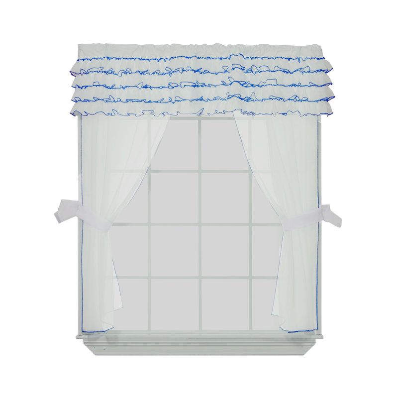 Delafuente Synthetic Sheer Sliding Panel Pair, White/Navy