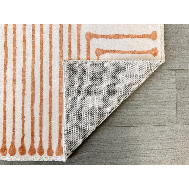 Claros - Tapis d'intérieur lavable à la machine - Tapis orange beige 6 pi x 9 pi, Rectangle 6 pi x 9 pi