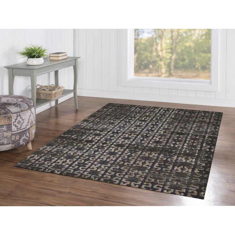 Tapis bleu marine / beige Mildura, Rectangle 8 pi x 10 pi 4 po