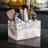 4 Compartment Wood Rectangle Flatware Caddy