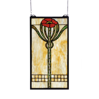 Fenêtre en verre coloré 11 "x H 11" Parker Poppy