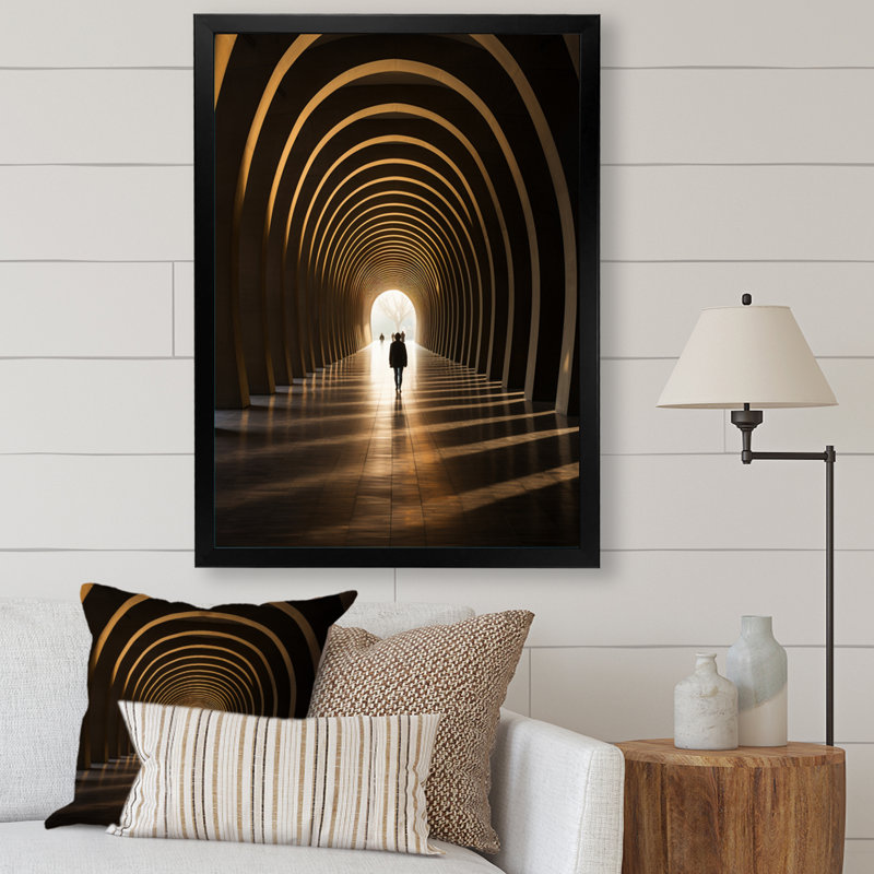 Beige Tunnel Timeless Classic Passage sur toile, Cadre simple noir, H 32 po x l 24 po x P 1 po
