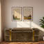 Banc ottoman moderne rembourré avec compartiment de rangement dissimulé, couvercle rabattable et bandes décoratives en métal doré-1069937283-1069937400