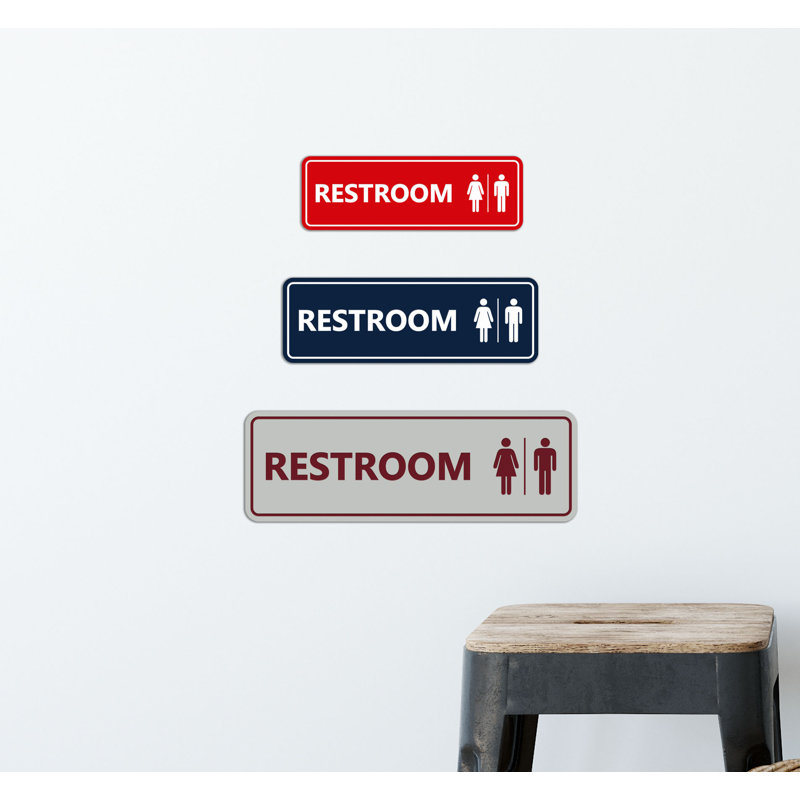 Standard All Gender Restroom Sign, Black, 3" H x 9" W x 1" D