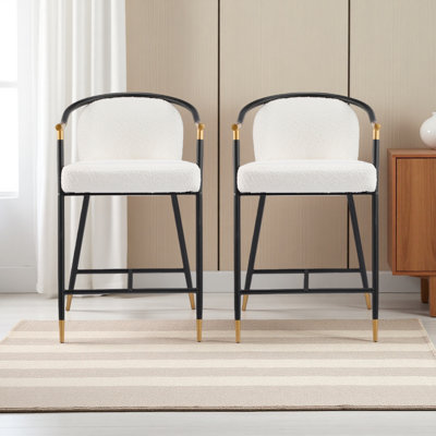 Tabouret de comptoir rembourré de 26 po de hauteur avec structure en métal (ensemble de 2)