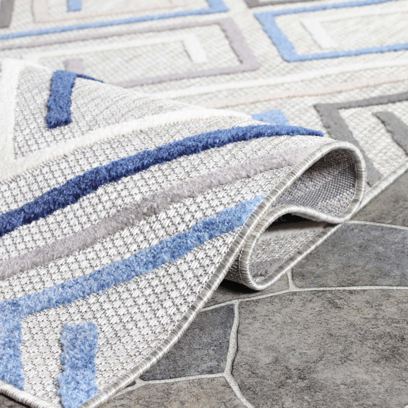 Tapis intérieur / extérieur 100% polypropylène Kawaun, Gris, 4 pi x 6 pi