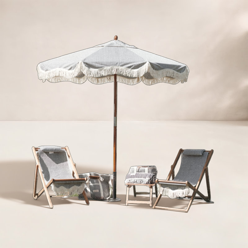  Folding Deck Chair with Cushion, Lauren's Navy Stripe