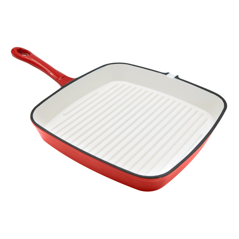 Non-Stick Cast Iron Grill Pan / Griddle Set, Red