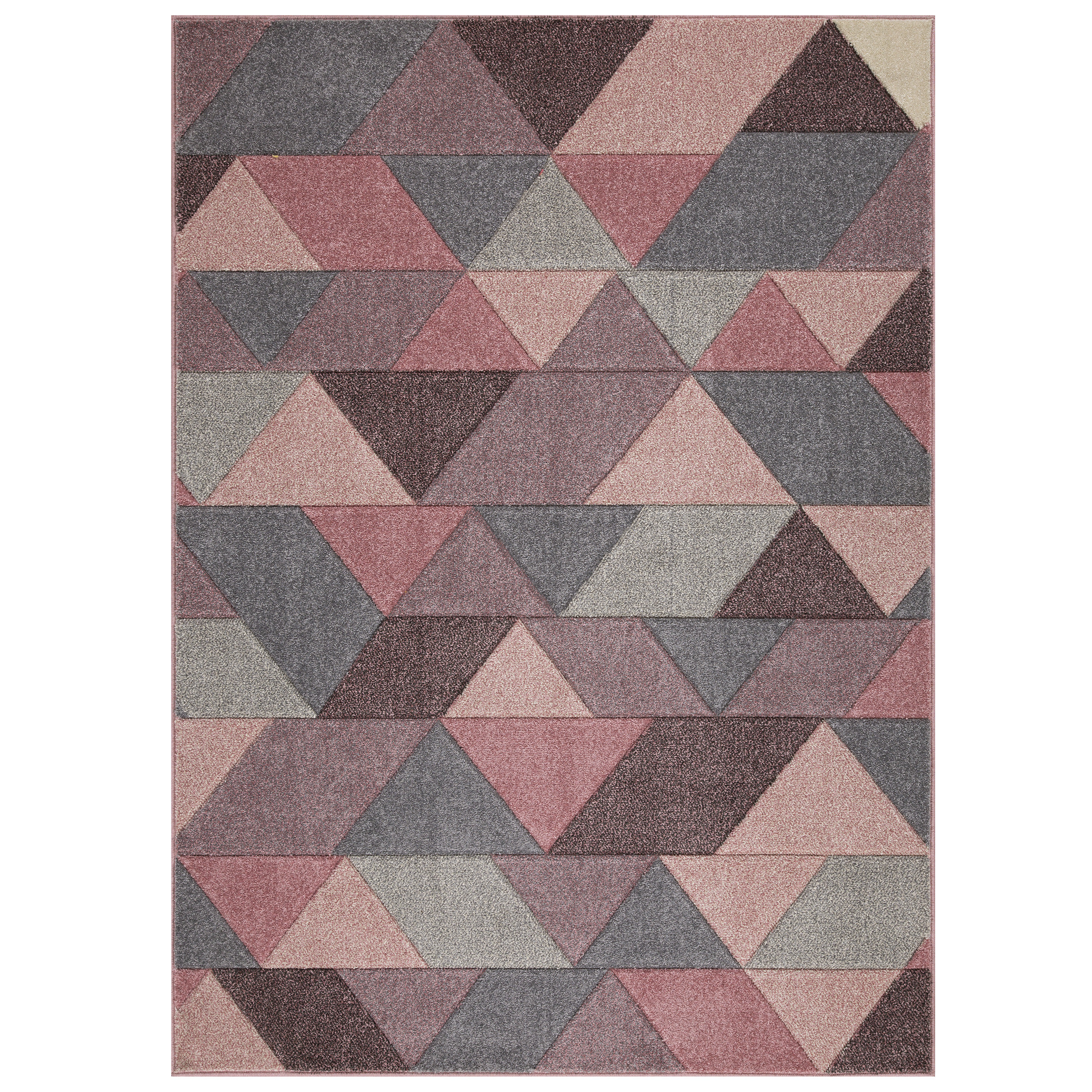Wade Logan Jenner Geometric Machine Woven Brown/Grey/Pink Area Rug