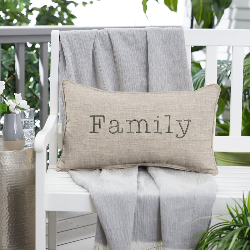  Coussin brodé lombaire intérieur / extérieur Family Sunbrella®, Argent coulé