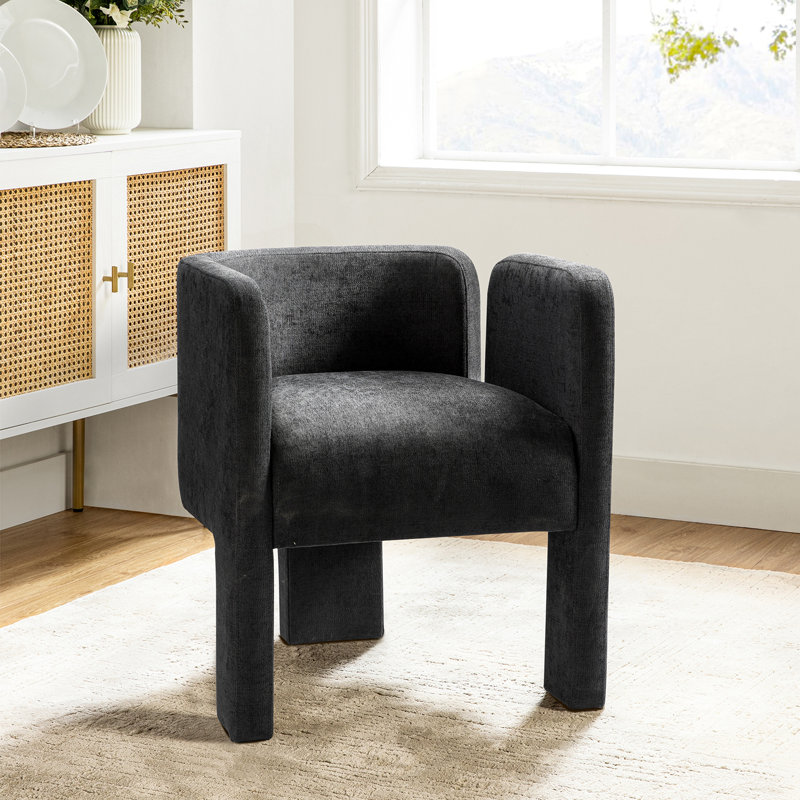 Chaise avec accoudoirs à dossier bas Braien, Gris anthracite